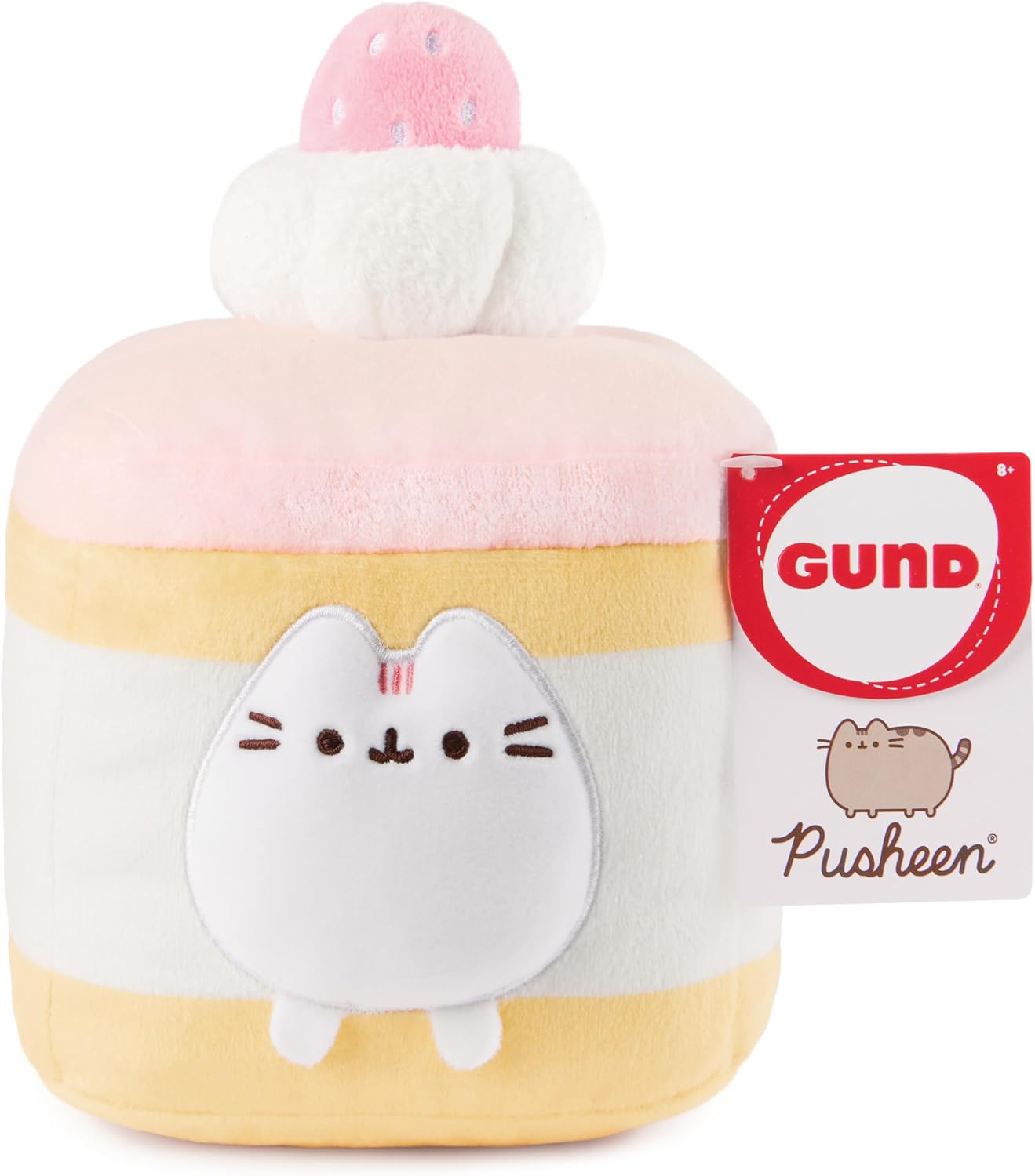 GUND Pusheen Strawberry Sponge Cake Plush, Pink, 6"