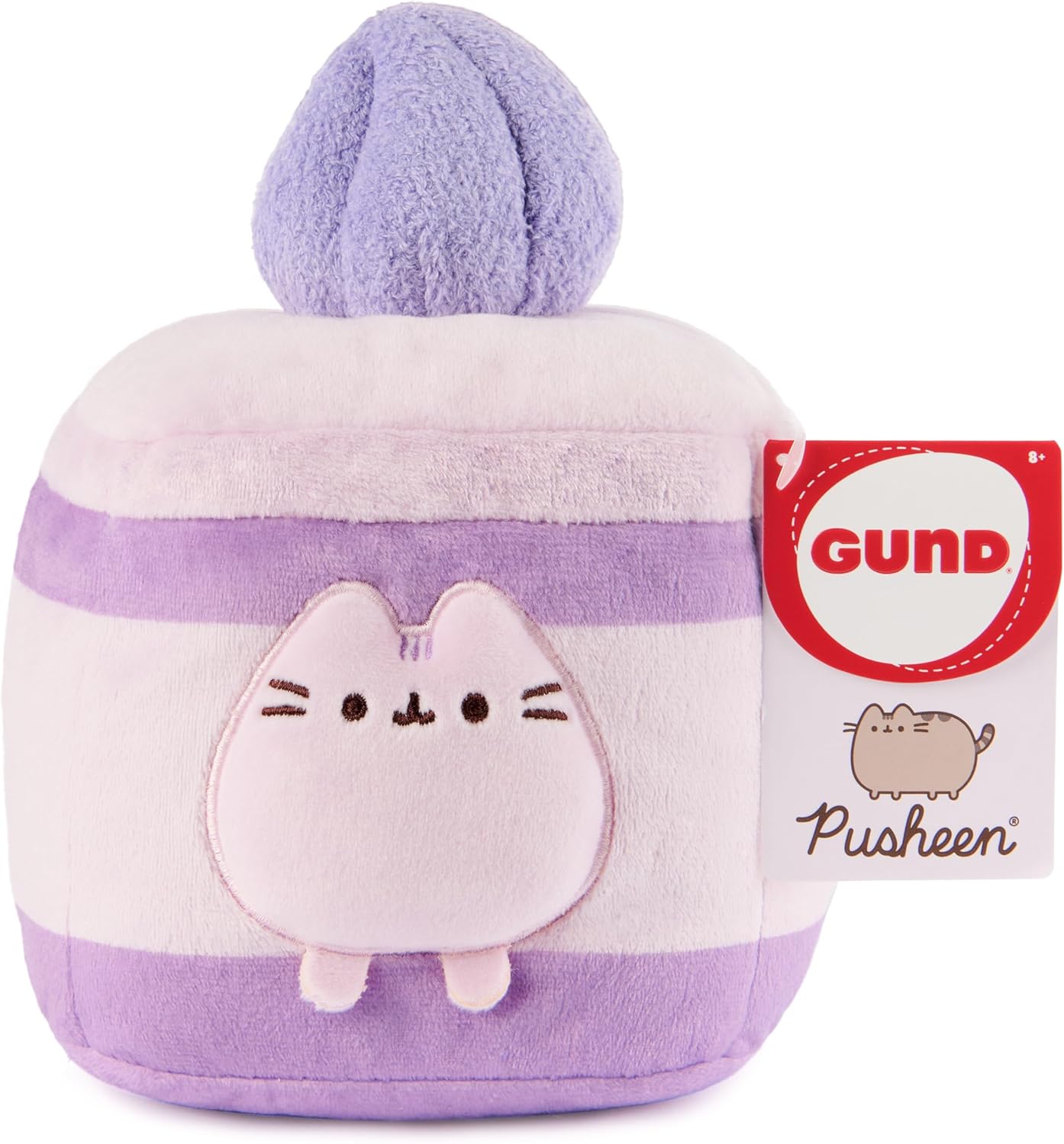 GUND Pusheen Strawberry Sponge Cake Plush, Lavander, 6"