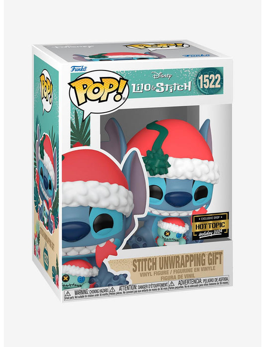 Funko Disney Lilo & Stitch Pop! Stitch Unwrapping Gift Vinyl Figure Holiday 2024 Hot Topic Exclusive